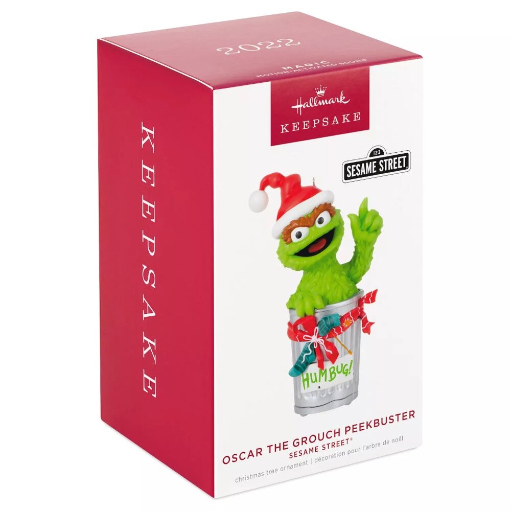 New! Oscar the Grouch Peekbuster Hallmark Keepsake Christmas Ornament 2022 Sound